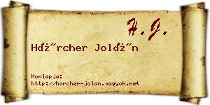 Hörcher Jolán névjegykártya