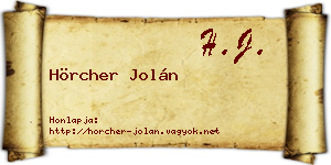 Hörcher Jolán névjegykártya